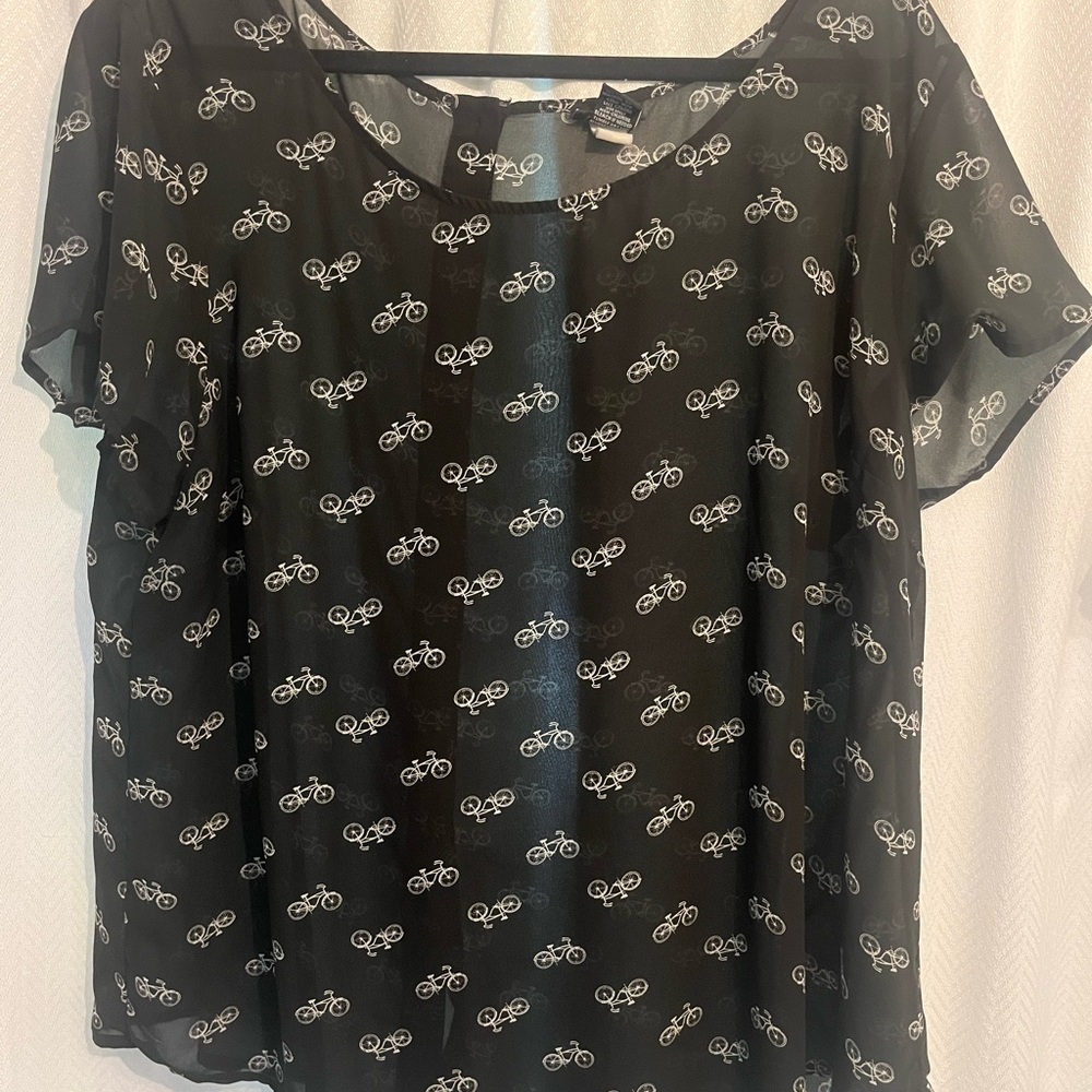 Torrid Black Bicycle Print Blouse